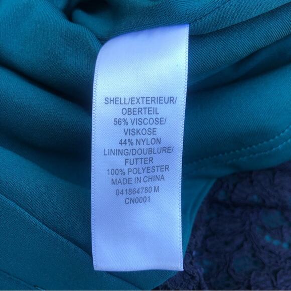 Adrianna Papell size 4 Lace Overlay Navy & Green Exposed Zip HOCO Cocktail Dress - Picture 8 of 16